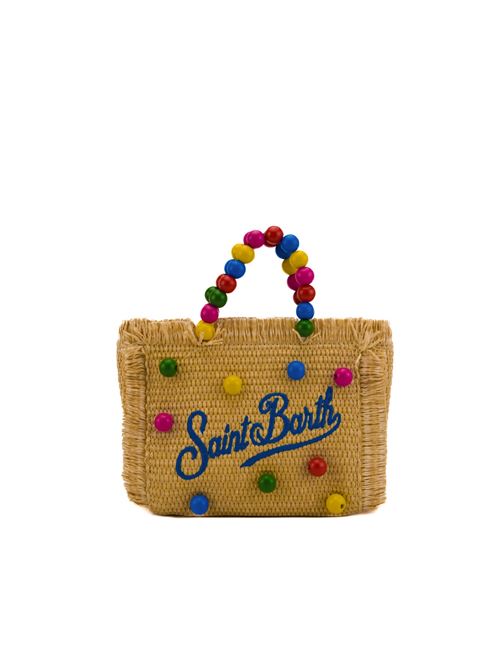 Borsa Vanity Mini Straw Wood Beads Multicolor in rafia Mc2 Saint Barth | VANITY MINI STRAW N00386F WOOD BEADS MULTI 31 EMB